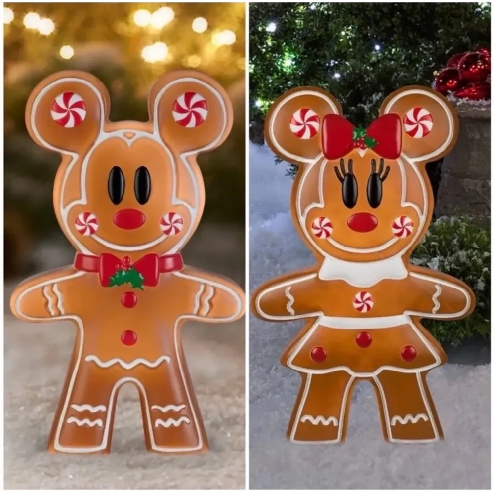 24” Mickey & Minnie Gingerbread lighted blow mold set Disney new Christmas led